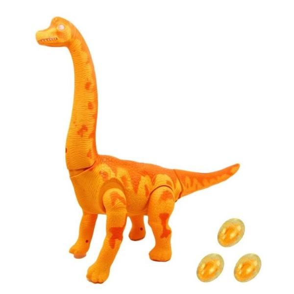 Large Size Brachiosaurus Lays Eggs Walking Dinosaur Battery Operated Toy with Sound Light Projection Function - Orange