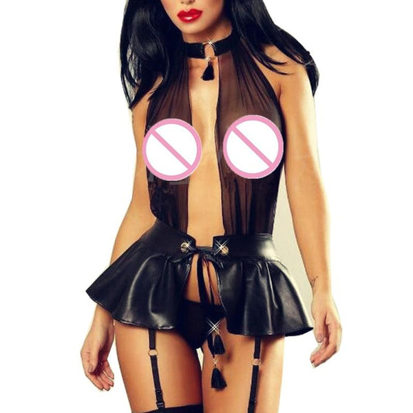 Latex Porno Teddy Sexy Women Erotic Lingerie Babydoll Underwear Cosplay Costumes Dress Clothes