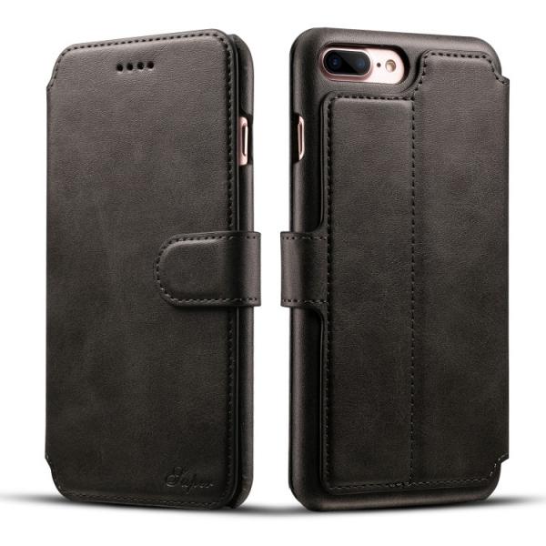 Flip Leather Cover Wallet Back Case w/ Card Cases for iPhone 8/7 Plus Black