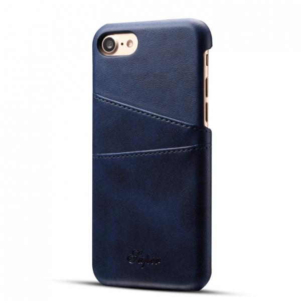 Slim Leather Phone Back Case With Card Cases for iPhone 8/7 Blue