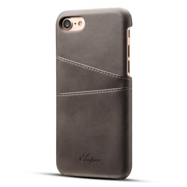 Phone Back Case With Card Cases PU Leather for iPhone 8/7 Light Grey