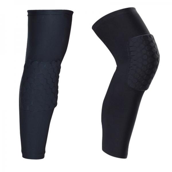 Long Honeycomb Style Sport Safety Crash Protective Knee Pad - Black XL
