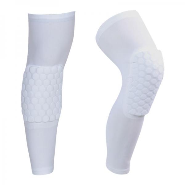 Long Lengthen Honeycomb Style Sport Safety Crash Protective Knee Pad White L