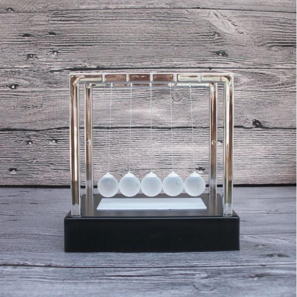 Luminous Ground Glass Pendulum Newton's Cradle Steel Balance Ball Desk Toy Size M Black