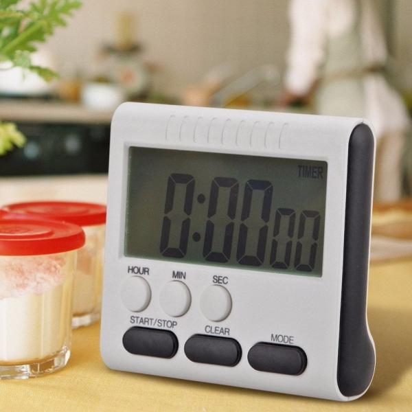 Kitchen Magnetic LCD Digital Cooking Timer Loud Count Up - Black