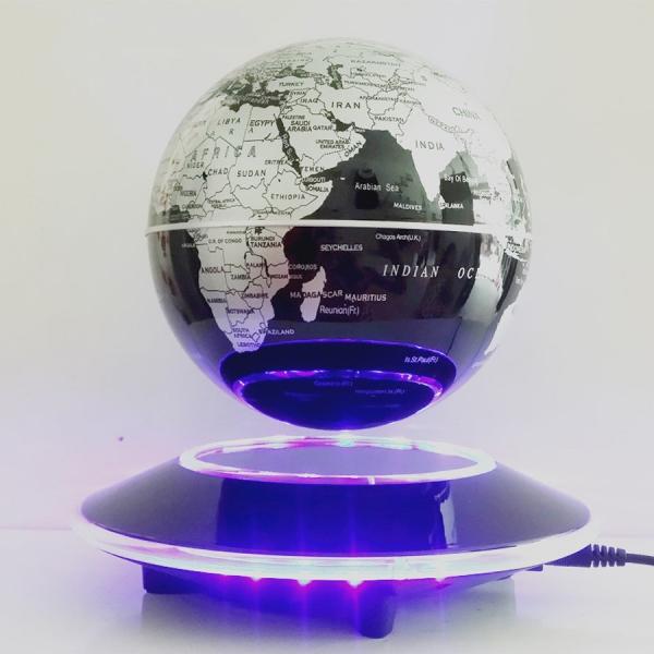 Magnetic Levitation Floating Globe World Map 6 inch Amazing Office House Decor Gift Educational Toy EU Plug Silver Black