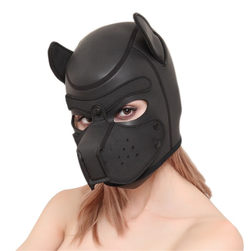 Masks Sexy Cosplay Role Play Dog Full Head Mask Soft Padded Latex Rubber Puppy Obedient Dog Rubber Dog Headgear SM Mask