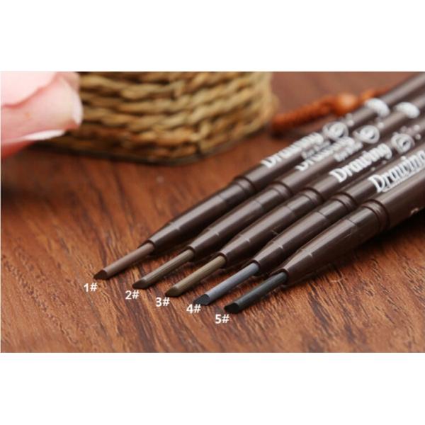 Maxdona 2# Waterproof Autorotation Design Dual-head Triangle Eyebrow Pencil with Brush Light Coffee