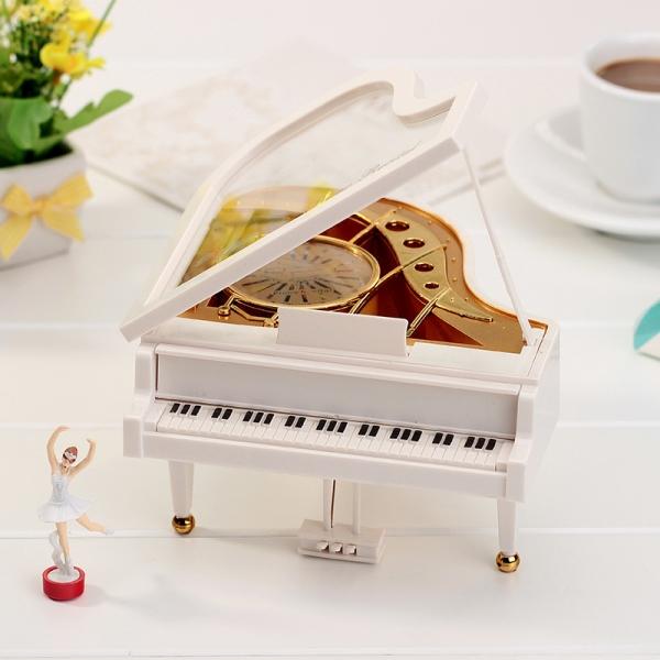 Mechanical Classical Piano Music Box Dancing Ballerina Birthday Gift White