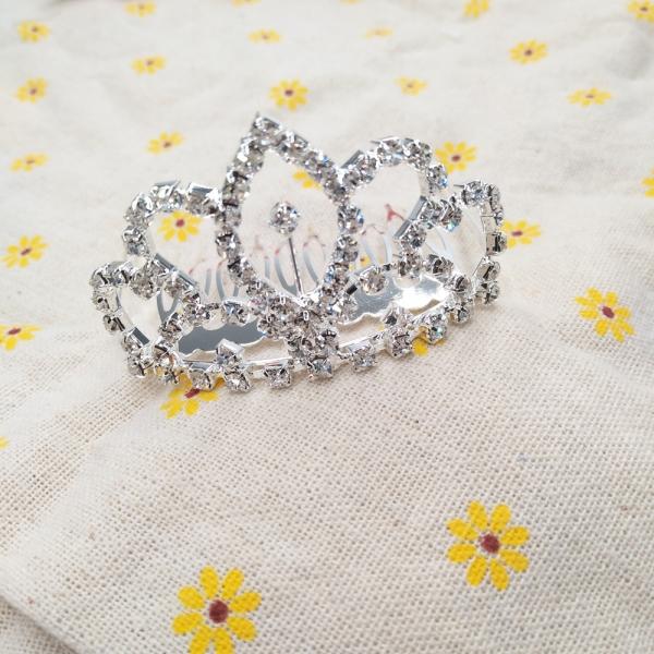 Medium Lotus Rhinestone Crown Comb Hair Clip Tiara FG4 Silver