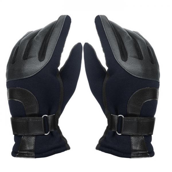 Men Winter Outdoor Thickened Warm Windproof Antiskid Driving and Ski Gloves Black