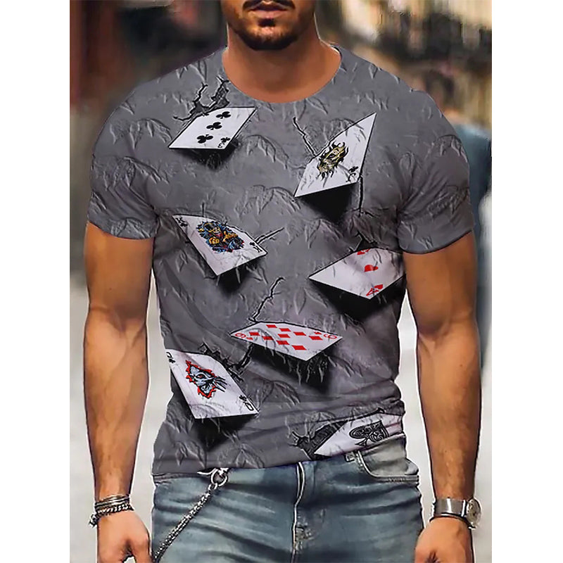 Men's Tee T shirt 3D Print Graphic 3D Poker Plus Size Round Neck Print Short Sleeve T shirt
