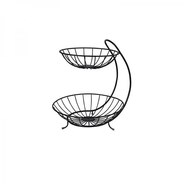 Metal Double Hammock 2 Tier Fruit/Vegetables / Produce Metal Basket Rack Display Stand - Black