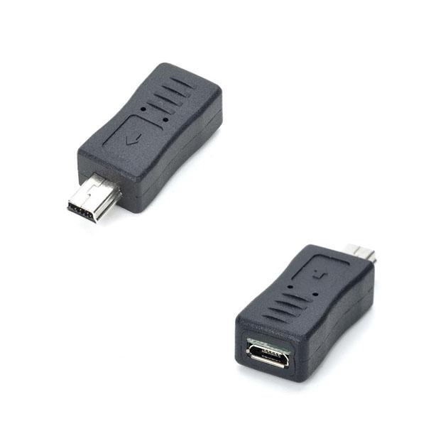 Micro USB Female to Mini USB Male Adapter Black
