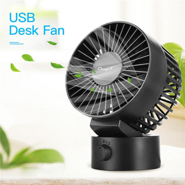 Mini Electric Desk Fan Low Noise USB Computer Fan with 2 Gears Adjustable Wind Office Car Angle Fan