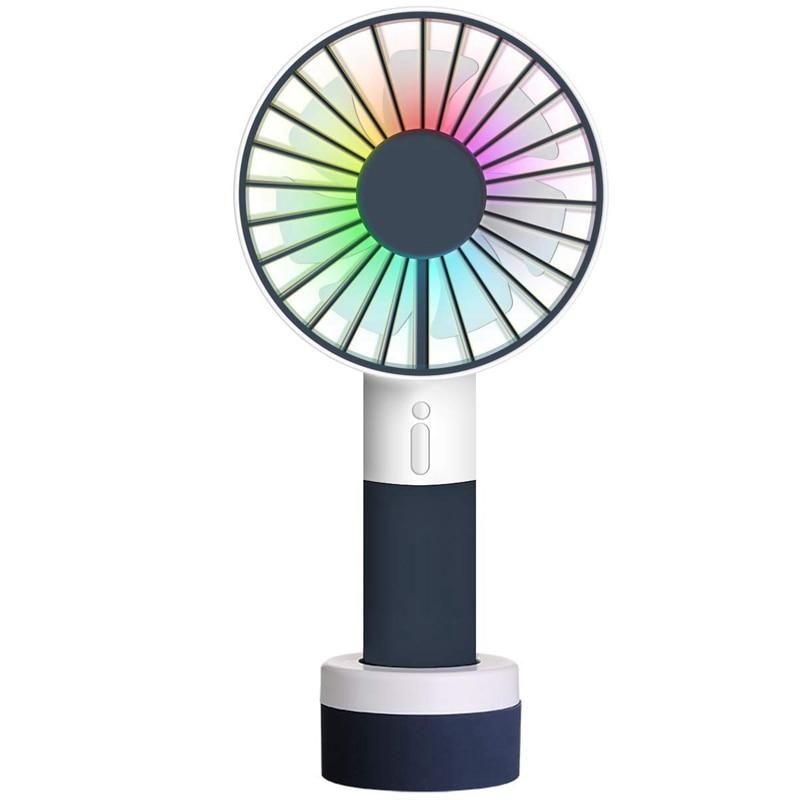 Mini Handheld Fan With Color Light Portable Rechargeable Usb Fan Desk Table Fan