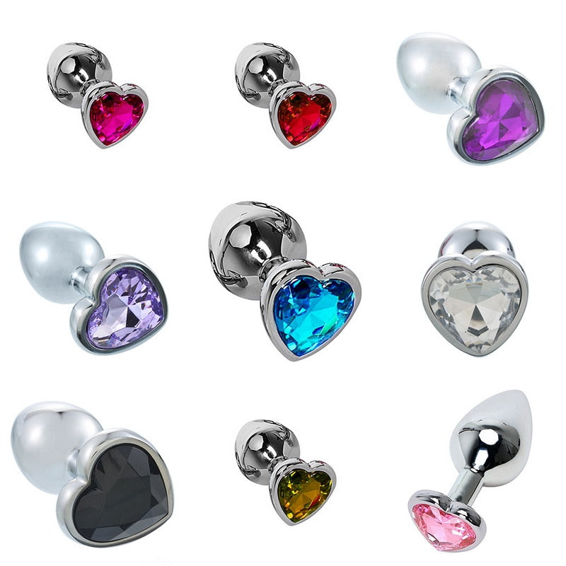 Mini Size Heart Shaped Stainless Steel Crystal Anal Plug Jewelry Butt Plug Anal Sex Toys