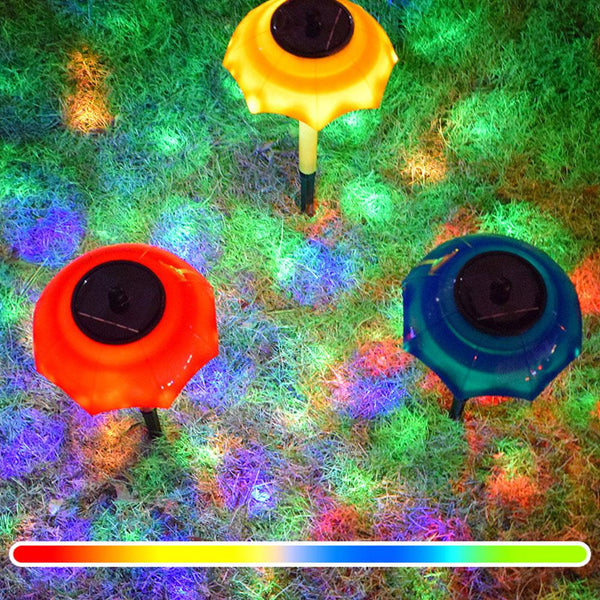 2Pcs Mini Umbrella Shaped Solar Lawn Lights Outdoor Led Decking Floor Waterproof Colorful Grass Night Lamp Decorative For Garden Path