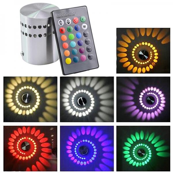 Modern 3W RGB Led Wall Light 85-265V 110V/220V KTV Karaoke Bar Decoration LED Wall Lamps for Living Room Restaurant Coffee Shop Colorful Light Silver