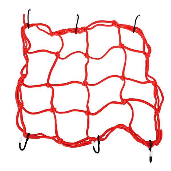 Motorcycle Luggage Cord Cargo Net Bag with 6 Hooks - Red