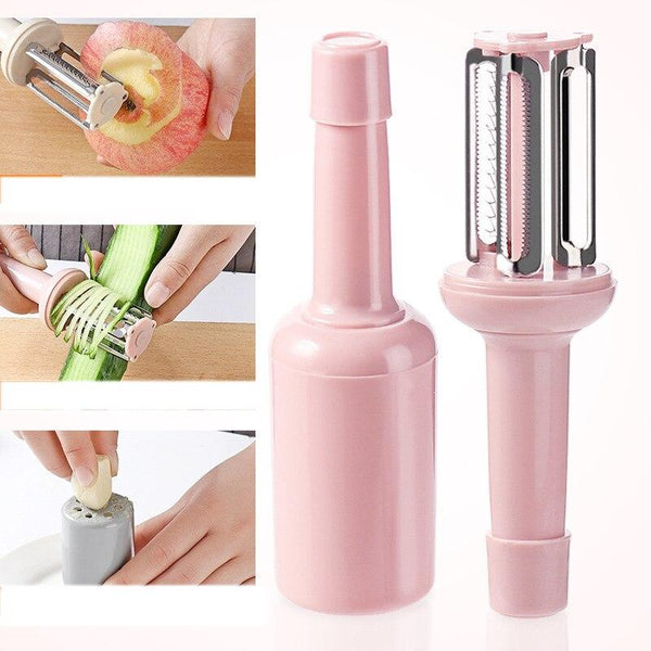 Multifunctional 3-in-1 Peeling Knife with Lid Household Fruit Potato Peeling Knife Ginger Garlic Grinder Melon Peel Grater