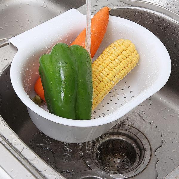 Sink Hanging Drain Basket Vegetables Fruit Storage Basket - White