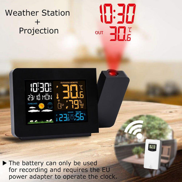 Multifunctional Projection Alarm Clock Color Screen Weather Forecast Projection Electronic Clock Indoor Temperature Humidity