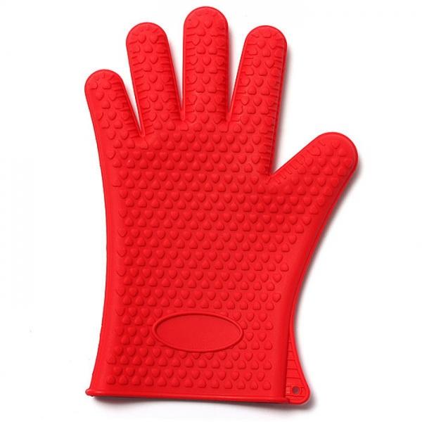 Thicken Silicone Heat Resistant Antiskid Cooking Protective Glove Red - stringsmall