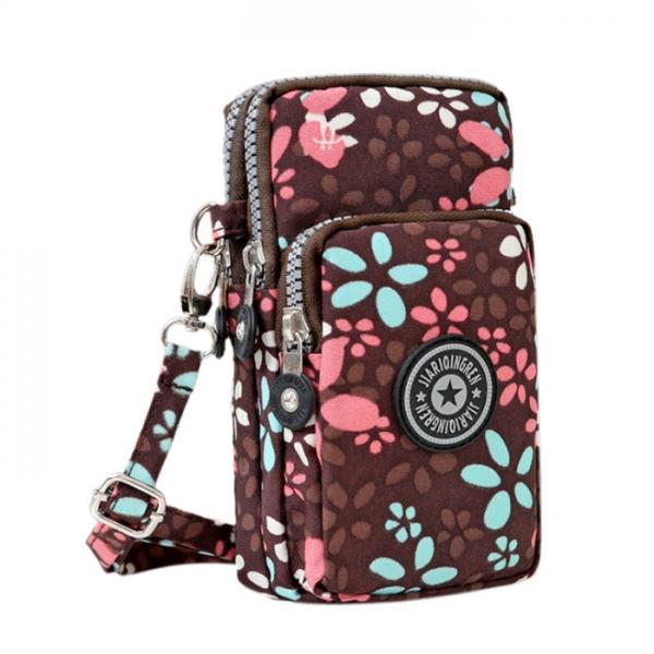 Multifunctional Three Layers Storage Bag Phone Bag Handbag Wrist Bag Small Petals