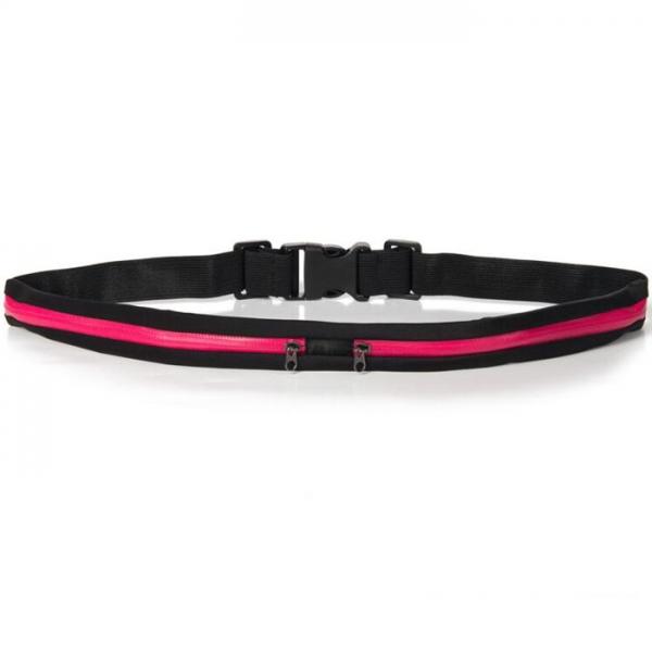 Multipurpose Double Bags Outdoor Sport Waterproof Anti-theft Waist Bag Black & Rose Red