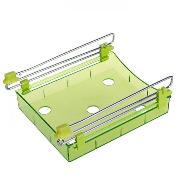 Multipurpose Fridge Storage Sliding Drawer Refrigerator Organizer Space Saver Shelf Green