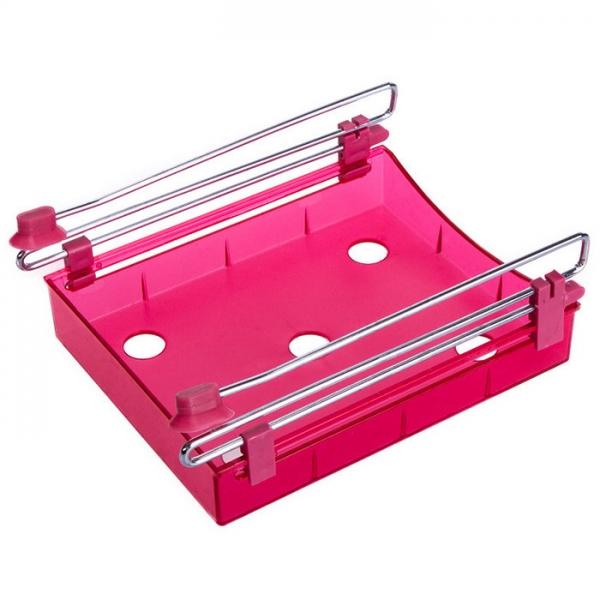 Multipurpose Fridge Storage Sliding Drawer Refrigerator Organizer Space Saver Shelf Red