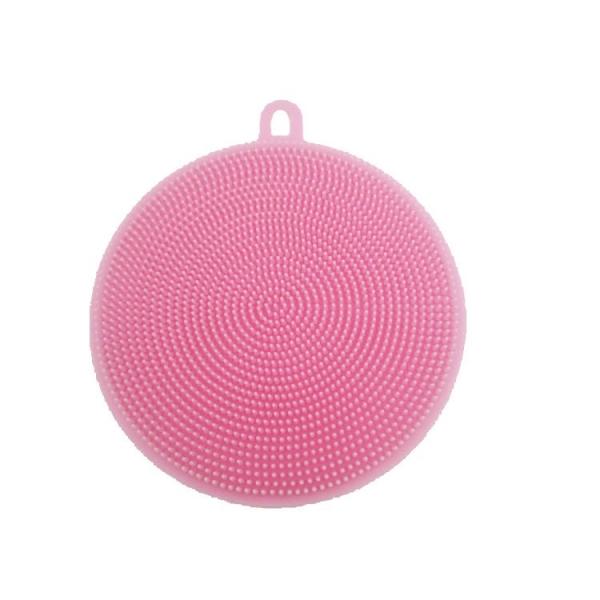 Multi-purpose Silicone Dish Washing Cleaning Brush Scrubber Heat-resistant Pad Coaster - Pink - stringsmall