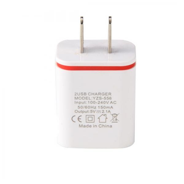 New Dual-USB 5V 2.1A Mobile Phone Compact Portable Charger White