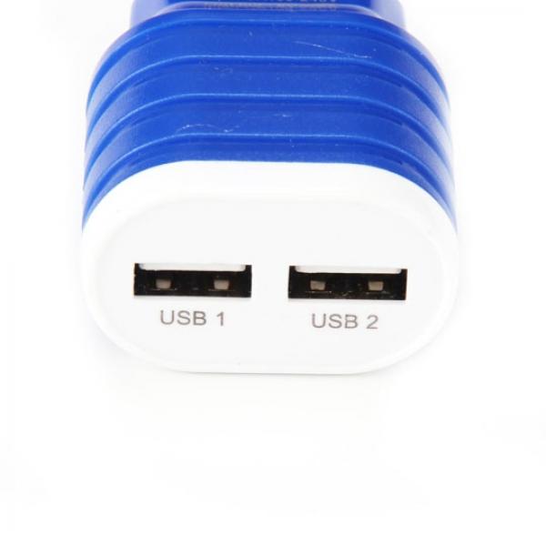 New Dual-USB 5V 2.1A Mobile Phone Tablet Travel Compact Portable Charger Blue