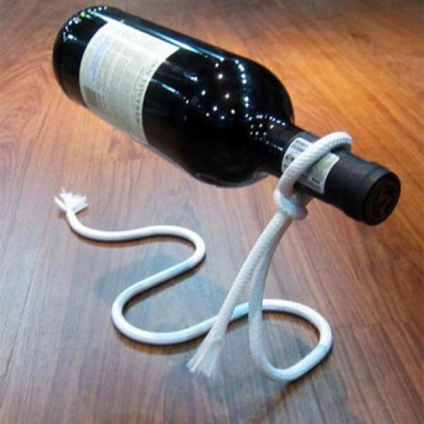 New Magical Lasso Wine Bottle Holder Rope Rack White - stringsmall