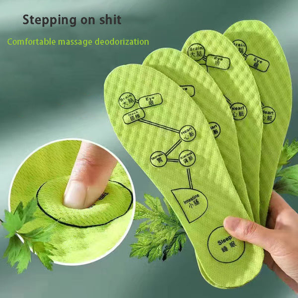 1pair Wormwood Deodorant Insoles Soft Breathable Sport Cushioning Inserts For Men Women Boost Shoe Pads Mesh Can Cut Size Insole
