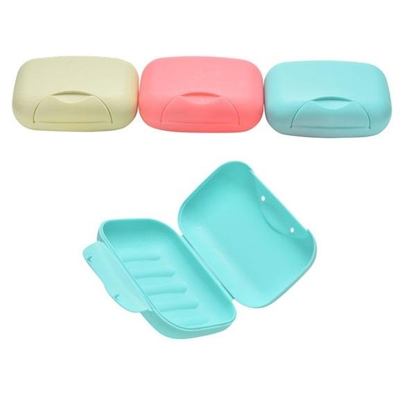 Plastic Travel Home Soap Box Dish with Cover Random Color Size L