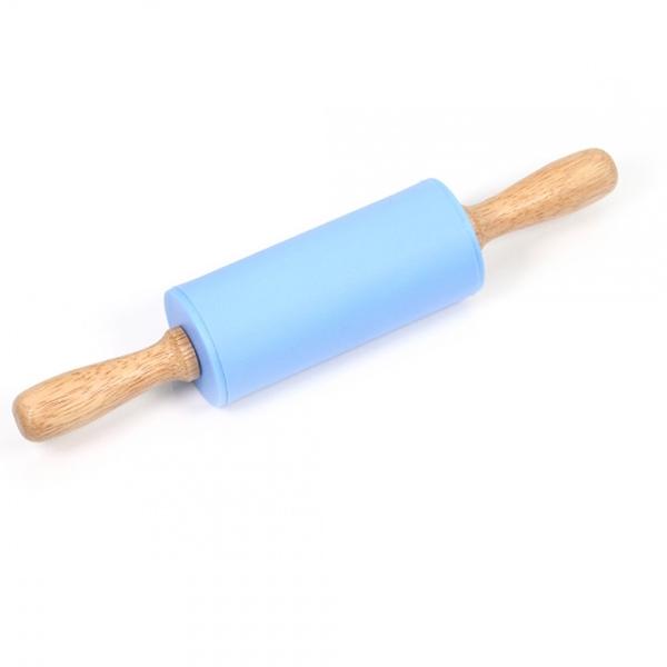Non-Stick Silicone Rolling Pin Kitchen Pastry Dough Flour Bread Cooking Bakery Tool for Kids Blue