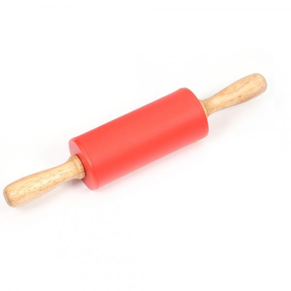 Non-Stick Silicone Rolling Pin Kitchen Pastry Dough Flour Bread Cooking Bakery Tool for Kids Red