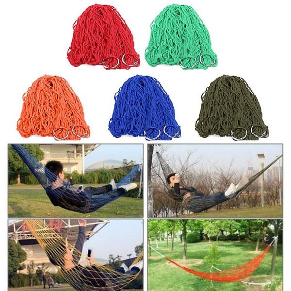 Outdoor Camping Nylon Hammock Hanging Mesh Net Sleeping Bed Green