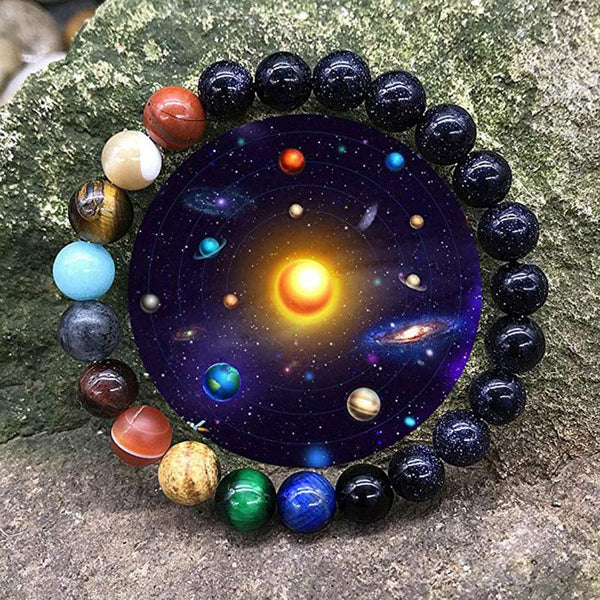 Lovers Eight Planets Natural Stone Bracelet Universe Yoga Chakra Galaxy Solar System Beads Bracelets for Men Women Jewelry