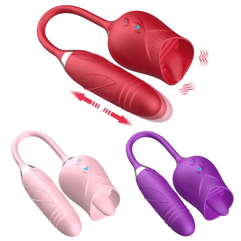 Rose Vibrator for Women Powerful Clitoris Stimulator Dual Vibrating Massager