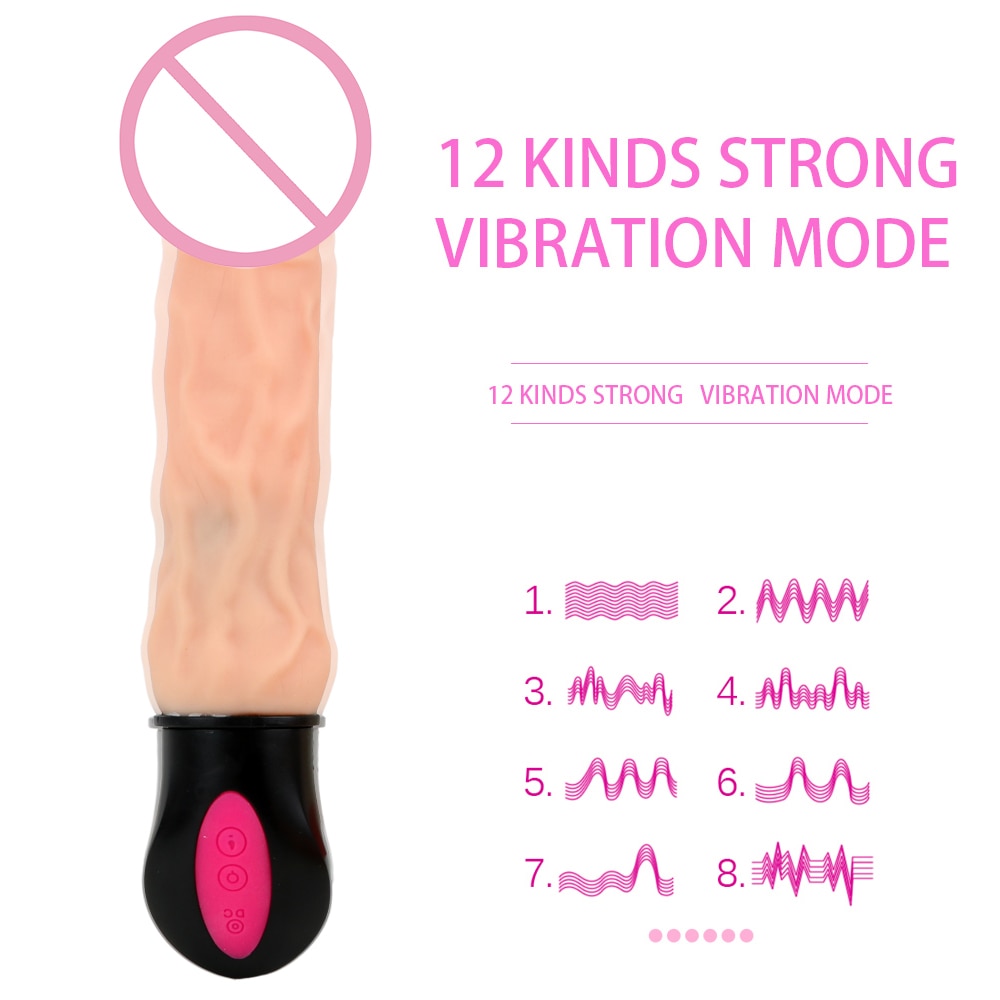 12 Mode Flexible Realistic Dildo Vibrator Heating Vagina Massager Female Masturbation Sex Toys for Woman