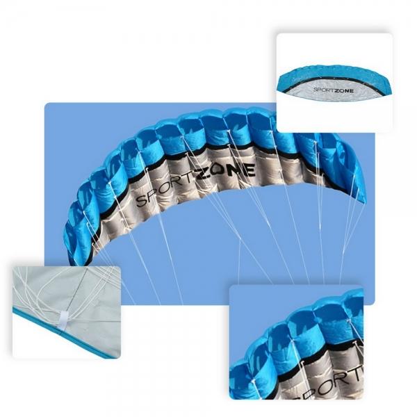 Outdoor Sports 2.5m Power Soft Kite Dual Line Stunt Parafoil Kite with Handle 30m Line Blue