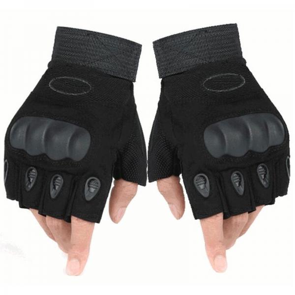 Outdoor Tactical Microfiber Half Finger Gloves for Riding Camping Hiking Black M