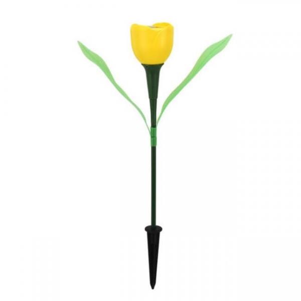 Solar Power Outdoor Yard Garden Lawn LED Tulip Flower Light Lamp Yellow