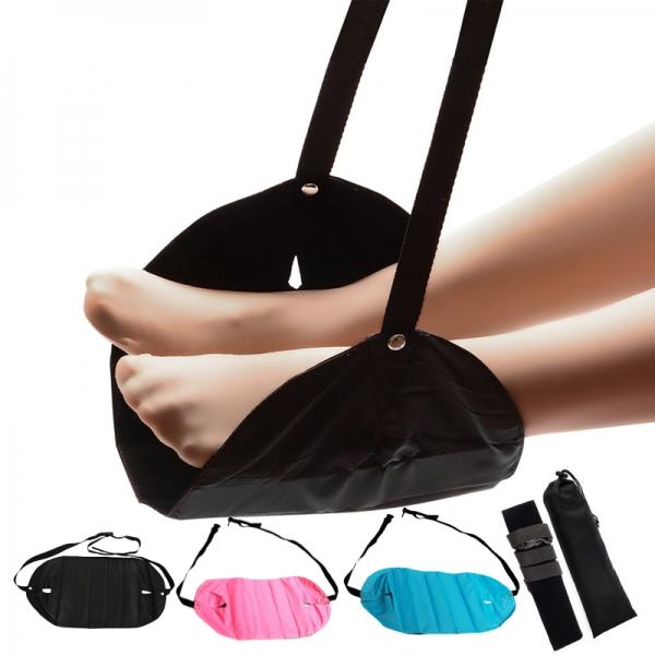 Oxford Cloth Adjustable Travel  Flight Foot Rest Stand Support Portable Home Office Desk Foot Hammock Navy