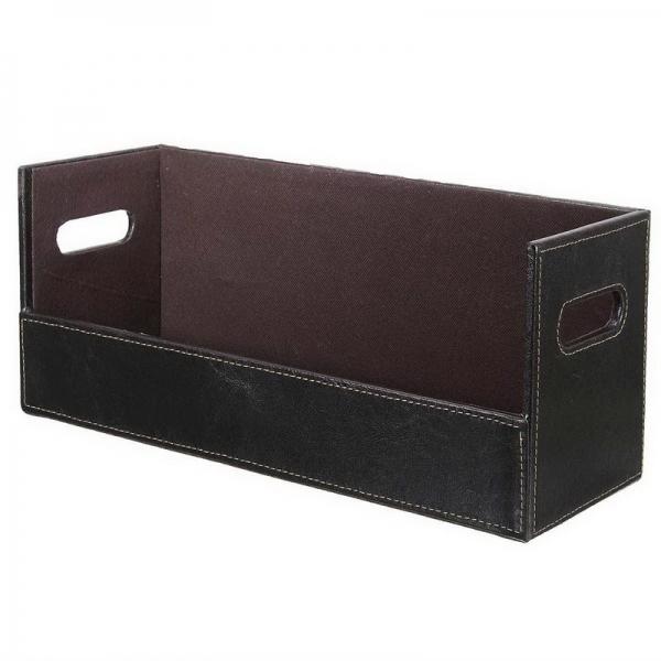 PU Leather CD Storage Box Case DVD Tray Holder Portable Data Line Earphone Wire Organizer - Deep Chocolate - stringsmall
