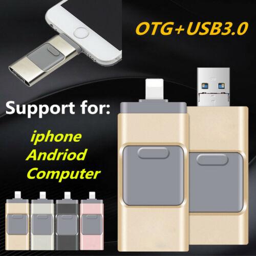 3 in 1 iPhone USB Flash Drive OTG 8GB 16BG 32GB 64GB 128GB Pendrive 3.0 Cle U b Flash Drive 64GB For for iPhone /Android/Tablet PC